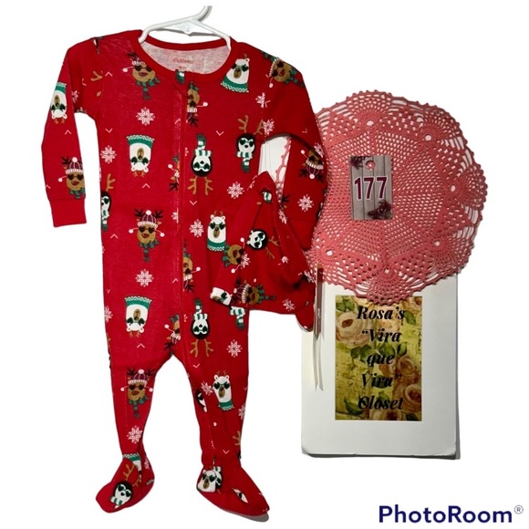 Petit Lem Other - NWT Petit Lem Red Onesie Pajama Holiday Print 2pc Size 9 months